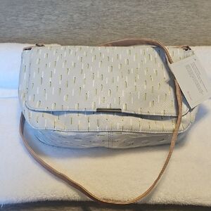 Thirty-One Light Gray and Tan Crossbody Bag